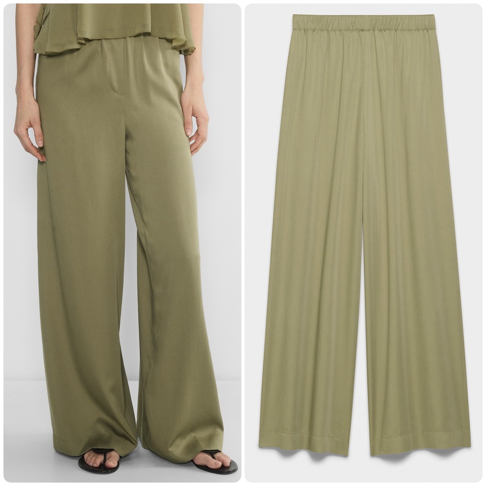 Wilfred Aritzia Womens Tasmin Sundried Olive Wide Leg Lyocell Relaxed Pants S